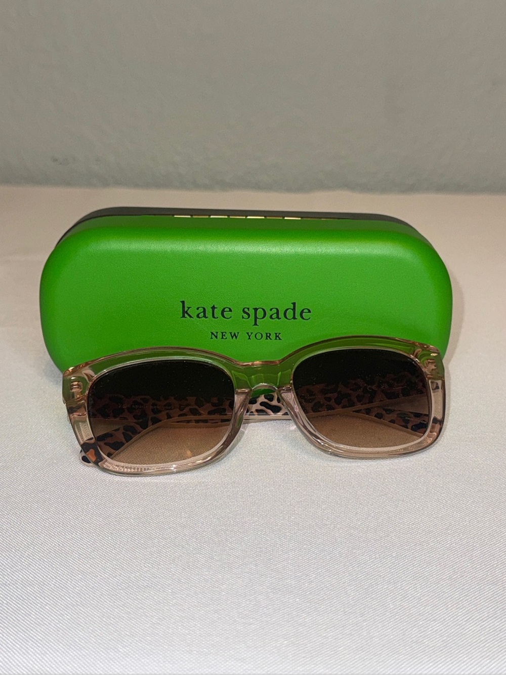 NIB Kate Spade New York Tammy Sunglasses Pink Leopard Gradient Lenses w/Case